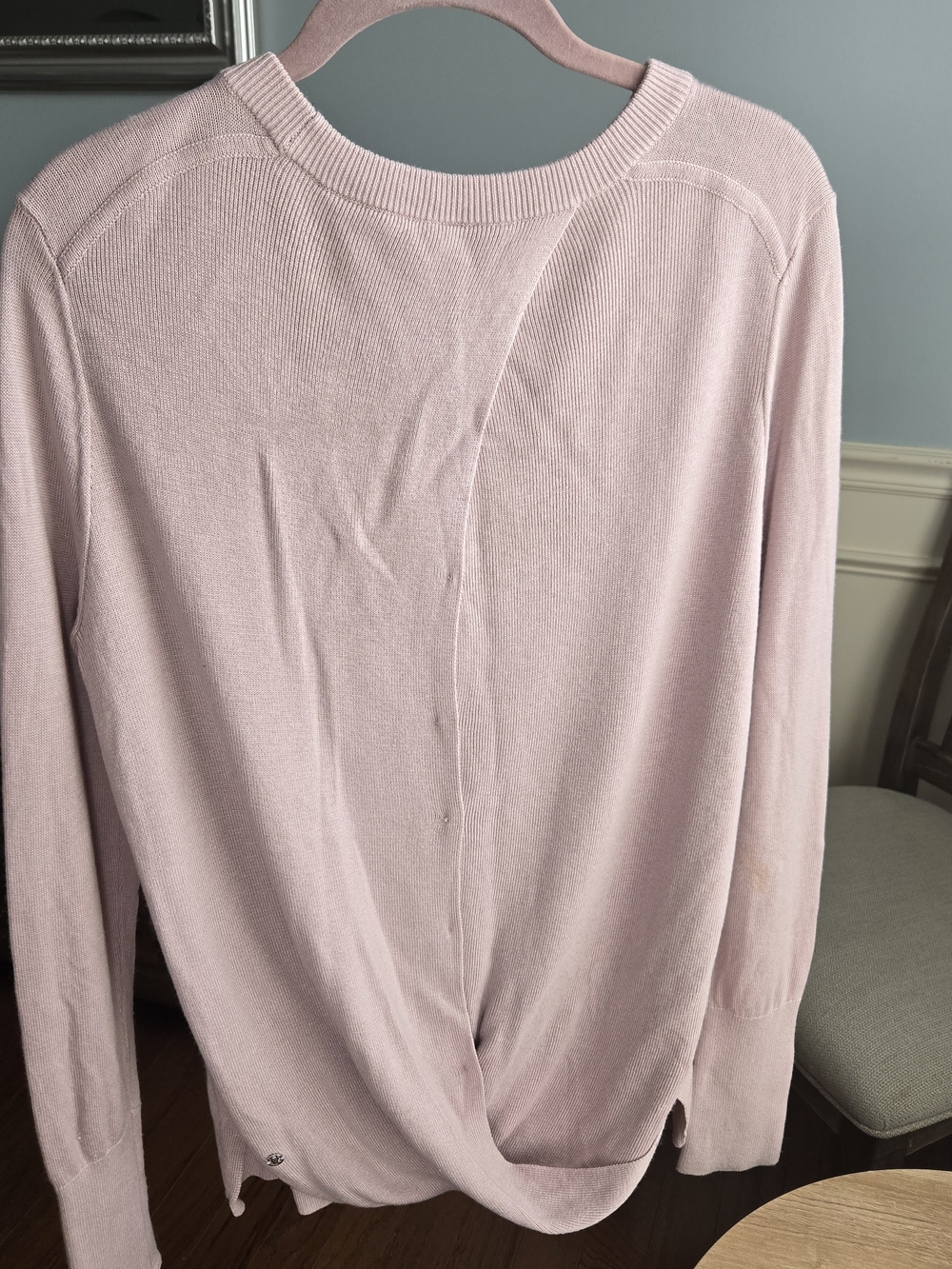 lululemon Bring It Backbend Blush Cashmere Crew Neck Partial Open Back Sweater